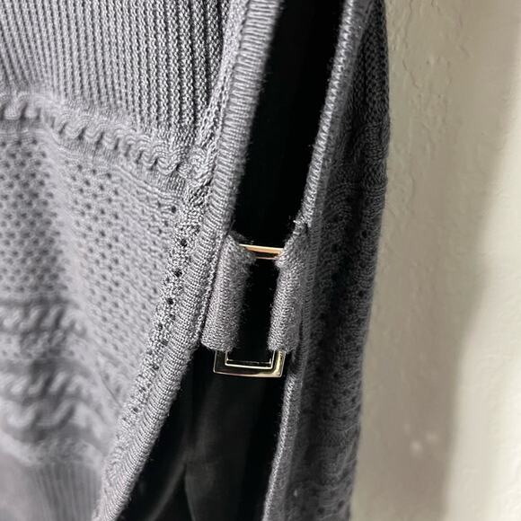 MING WANG GREY BLACK WOMEN LONG SLEEVE SWEATER TOP SIZE XXS BRAND NEW - Picture 3 of 5